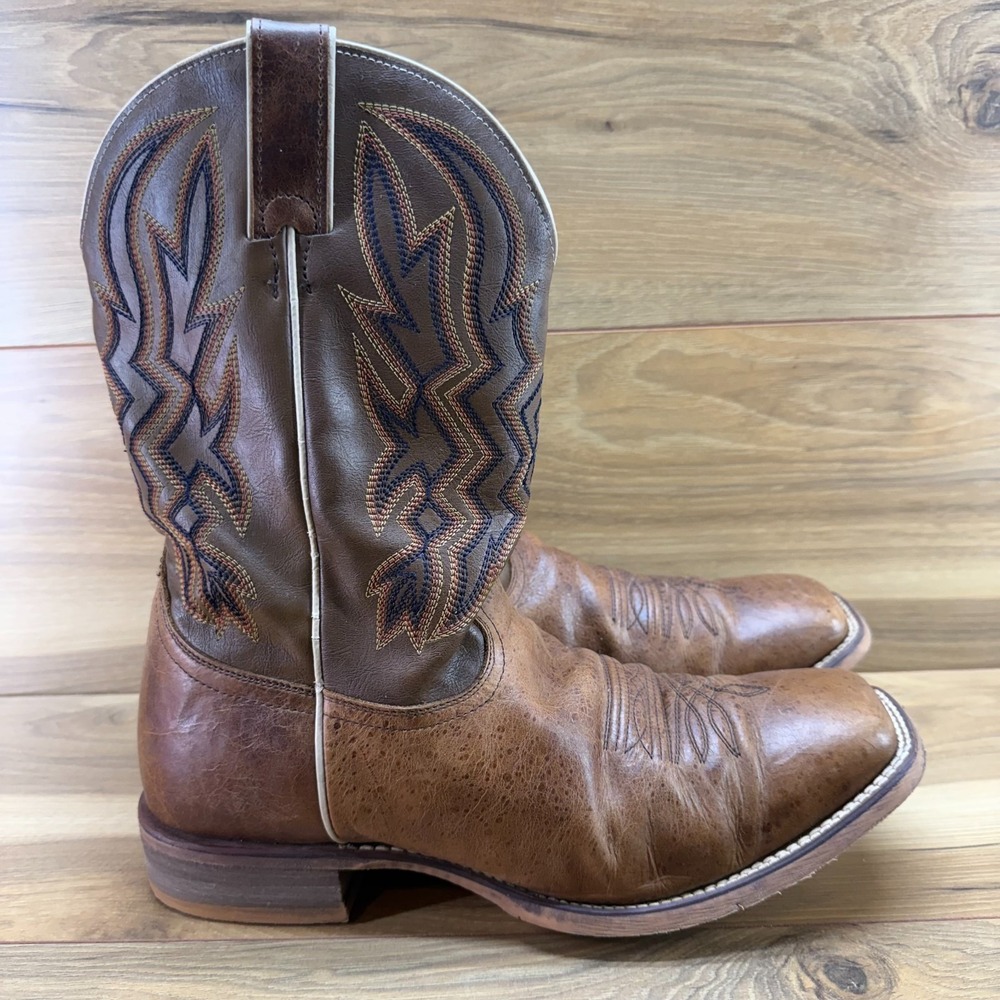 Nocona Western Boots Mens 11 EE Tan Brown Leather Square Toe Rodeo Farm